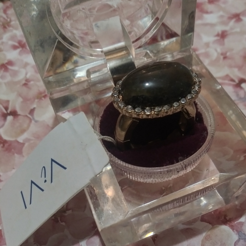 Genuine Feldspar & Crystal Ring